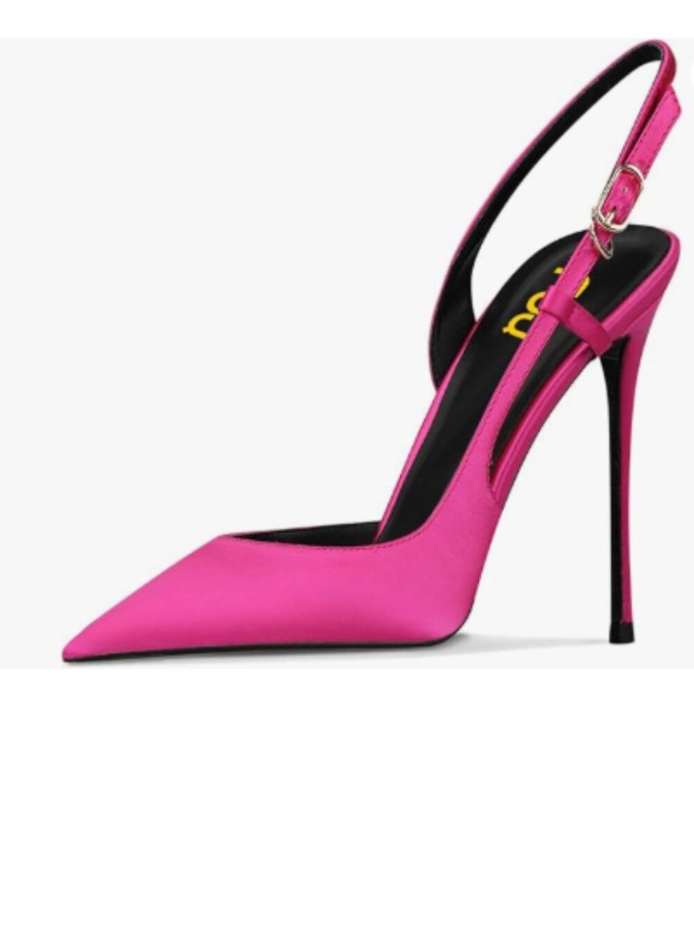 FSJ Fuchsia Satin Pointed Toe D'Orsay High Heel Slingback Pumps
